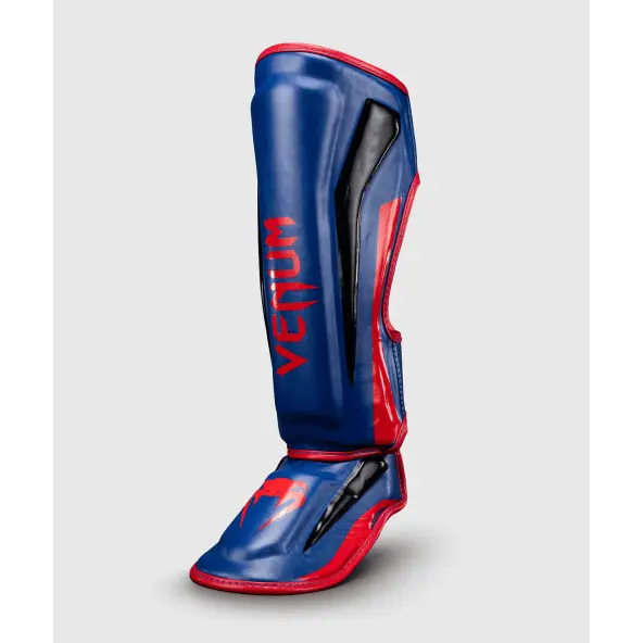 Protège-tibias et pieds Venum Elite - Bleu Foncé/Rouge