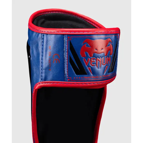 Protège-tibias et pieds Venum Elite - Bleu Foncé/Rouge