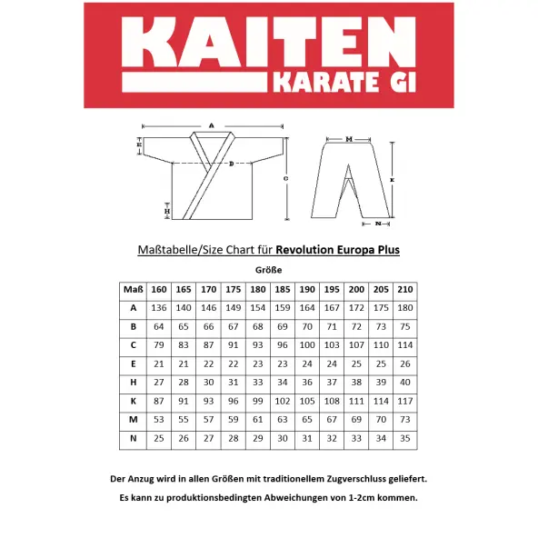 Kimono de Karate Kaiten Europa Plus coupe kata