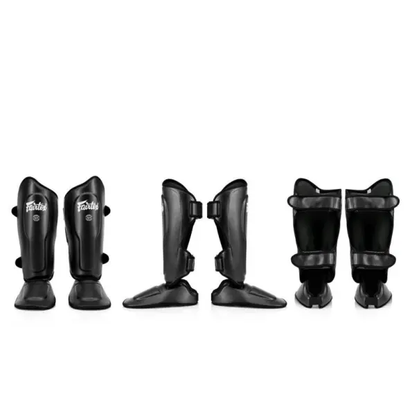 Protège-tibias et pieds Ultra Ergo Black SP9 100% cuir Fairtex