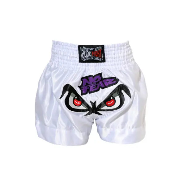 Short de Boxe Thaï NO FEAR Blanc