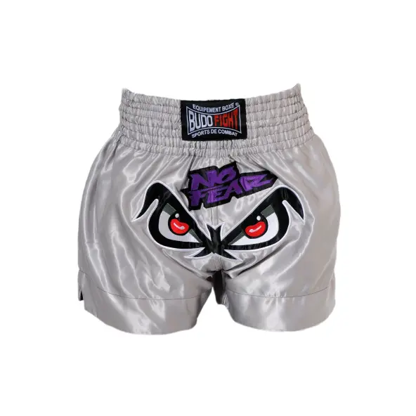 Short de Boxe Thaï NO FEAR Argent