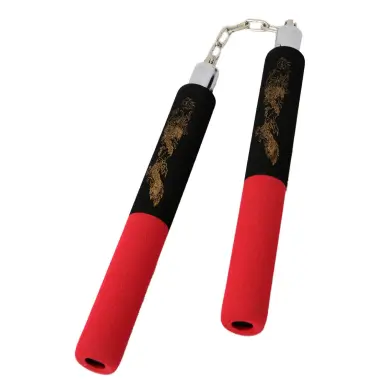 Nunchaku à Chaine Mousse Noir/Rouge