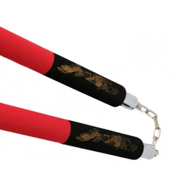 Nunchaku à Chaine Mousse Noir/Rouge