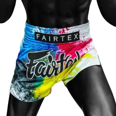 Short de Boxe Thaï Fairtex BS1937 White Acid Jazz - 3