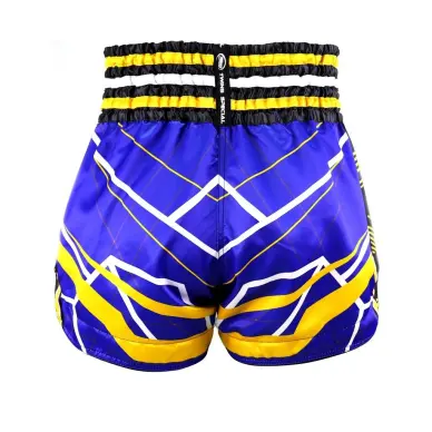 Short de Boxe Thai Twins TTBL Bleu/Yellow