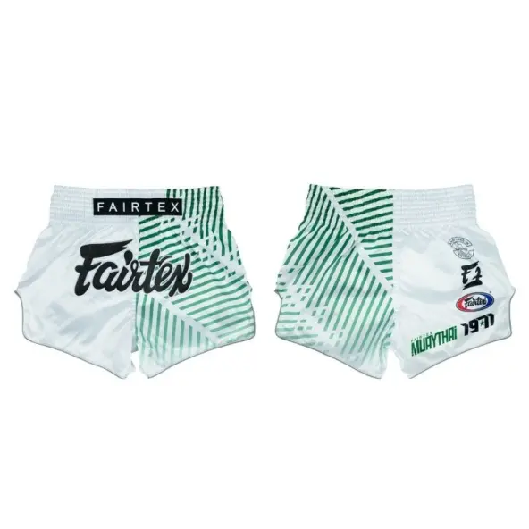 Short de Boxe Thaï Fairtex Blanc/Vert 1923