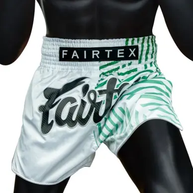 Short de Boxe Thaï Fairtex Blanc/Vert 1923 - 2