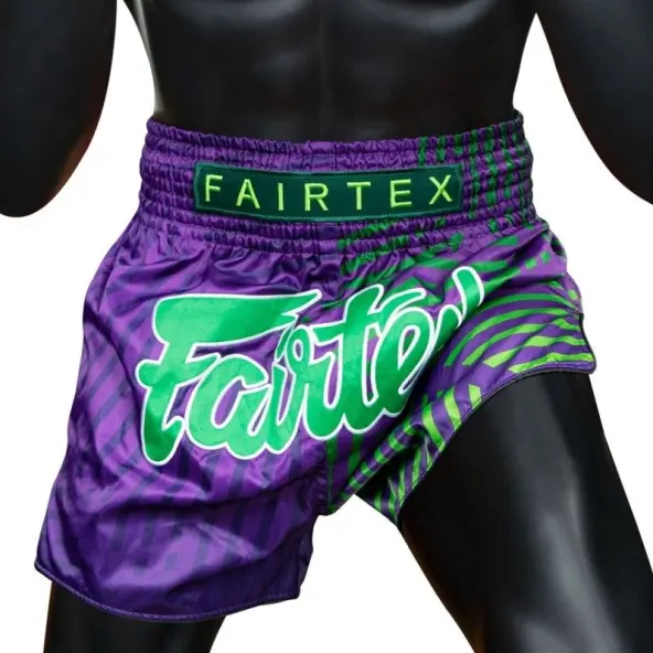 Short de Boxe Thaï Fairtex Violet/Vert 1922