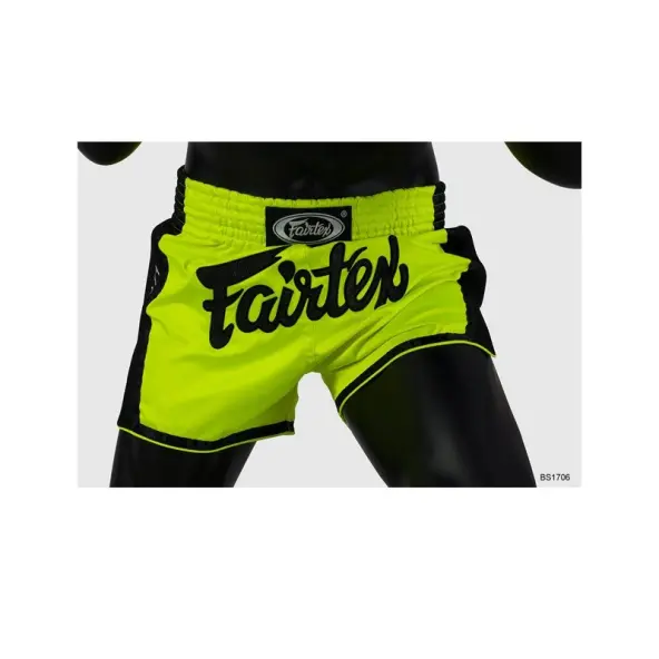 Short de Boxe Thaï Fairtex Jaune Fluo/Noir 1706