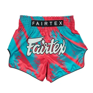 Short de Boxe Thaï Fairtex BS1929 Street King Turquoise/Rouge - 2