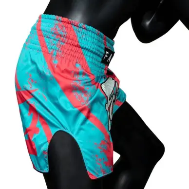 Short de Boxe Thaï Fairtex BS1929 Street King Turquoise/Rouge - 3