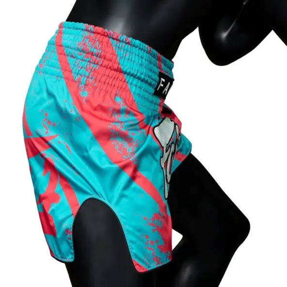 Short de Boxe Thaï Fairtex BS1929 Street King Turquoise/Rouge