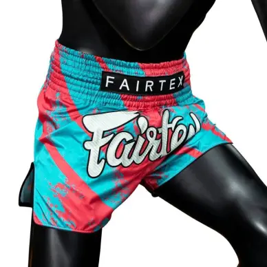 Short de Boxe Thaï Fairtex BS1929 Street King Turquoise/Rouge - 4