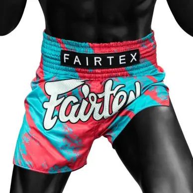 Short de Boxe Thaï Fairtex BS1929 Street King Turquoise/Rouge - 5