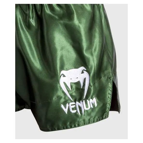 Short de Boxe Thai Venum Classic Kaki/Blanc