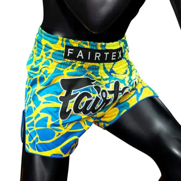 Short de Boxe Thaï Fairtex BS1927 Magma Jaune/Bleu