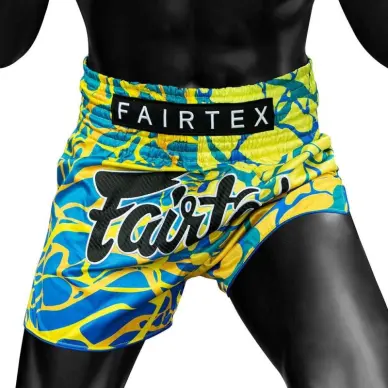 Short de Boxe Thaï Fairtex BS1927 Magma Jaune/Bleu - 5
